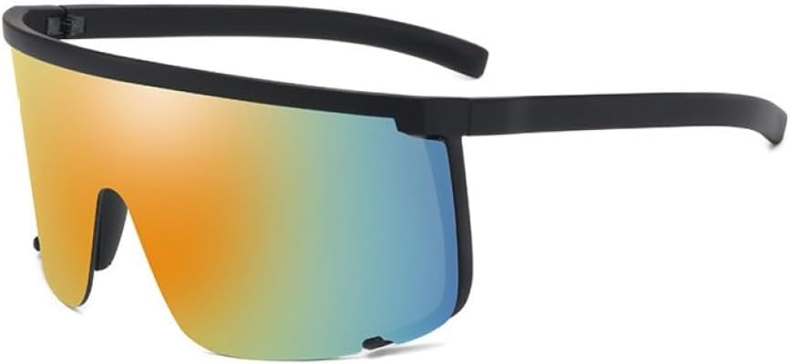 

Мужские солнцезащитные очки большого размера, солнцезащитные очки-щитки в полуободковой оправе для женщин, защитные очки с защитой от УФ-излучения UV400 WNCKSQ, Black-red Mirror