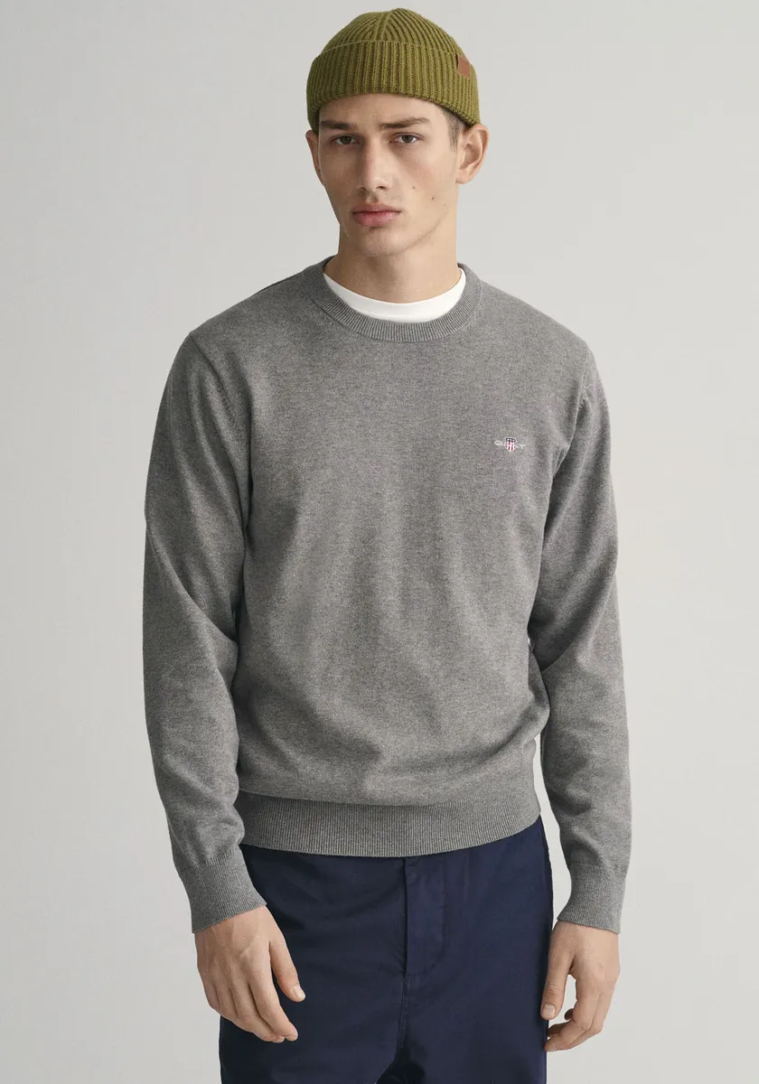 

Свитер с круглым вырезом Gant "CLASSIC COTTON C-NECK", вязаный свитер премиум-класса из мягкого 100% хлопка, переходный свитер, серый