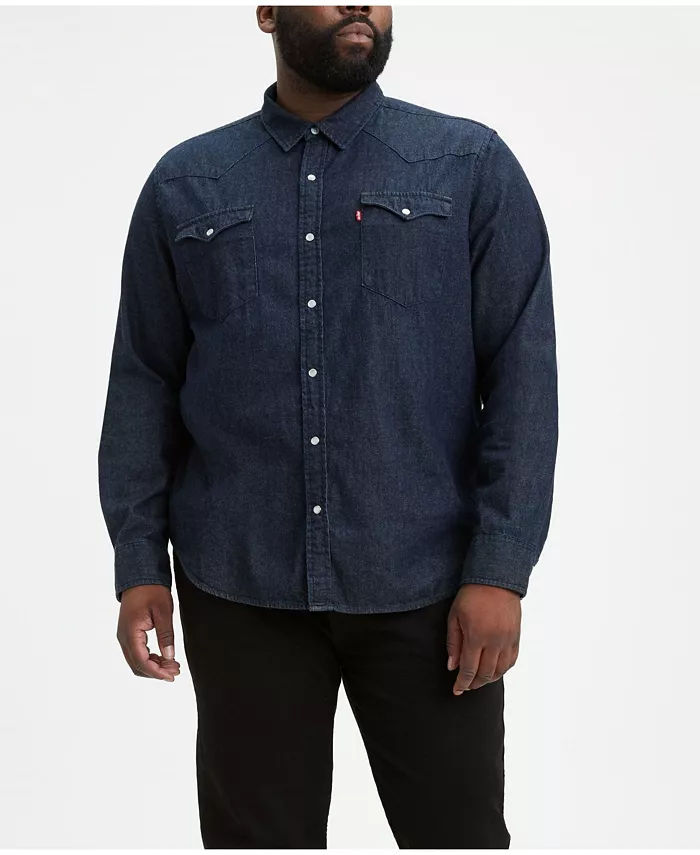 

Мужская классическая вестерн-рубашка с длинным рукавом Big & Tall из денима Levi's, синий