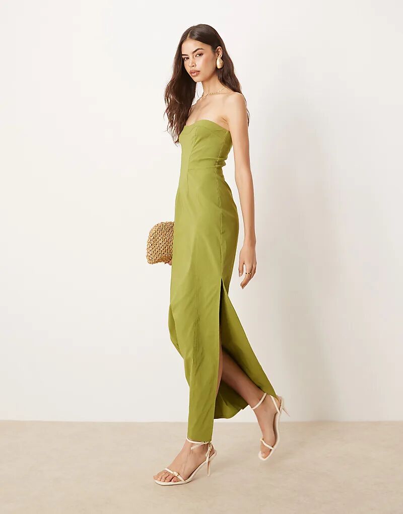 

Платье-бандо миди ASOS DESIGN Tall Bengaline с декоративными швами зеленого цвета Asos Tall