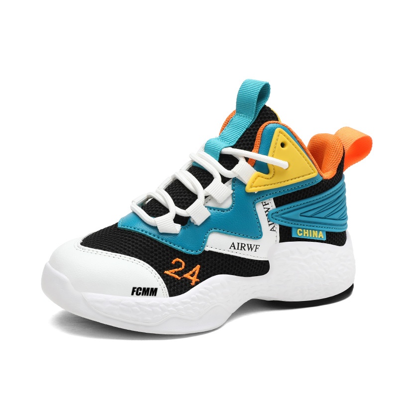 

Противоскользящие и дышащие баскетбольные кроссовки для детей FCMM, черный/синий