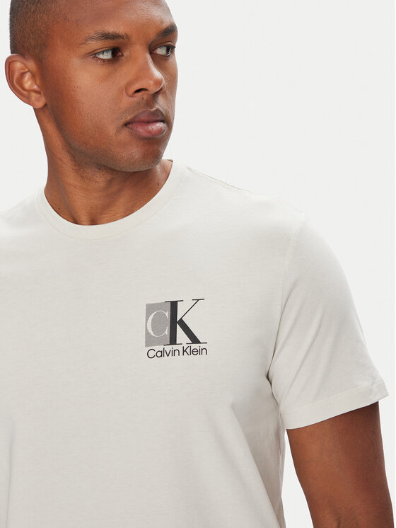 Футболка обычного кроя Abstract Graphic LV04RC853G Calvin Klein, экрю — фото 4