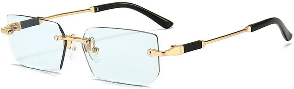 

Солнцезащитные очки прямоугольной формы без оправы с защитой от УФ-излучения UV400. Модные солнцезащитные очки без оправы для женщин и мужчин MTZJH, Clear Green