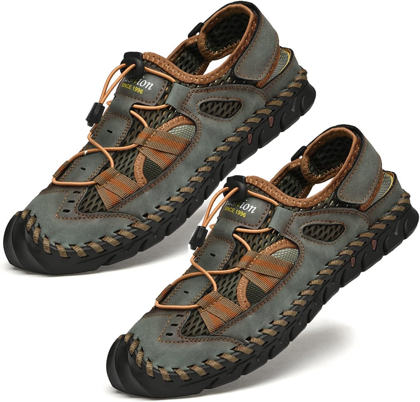 

Мужские сандалии легкие, мужские кожаные сандалии для походов на открытом воздухе, водонепроницаемые спортивные сандалии, сандалии-рыбаки для пляжа с закрытым носком, водные сандалии (Цвет: красновато-коричневый, Размер: 9.5) Ccmom