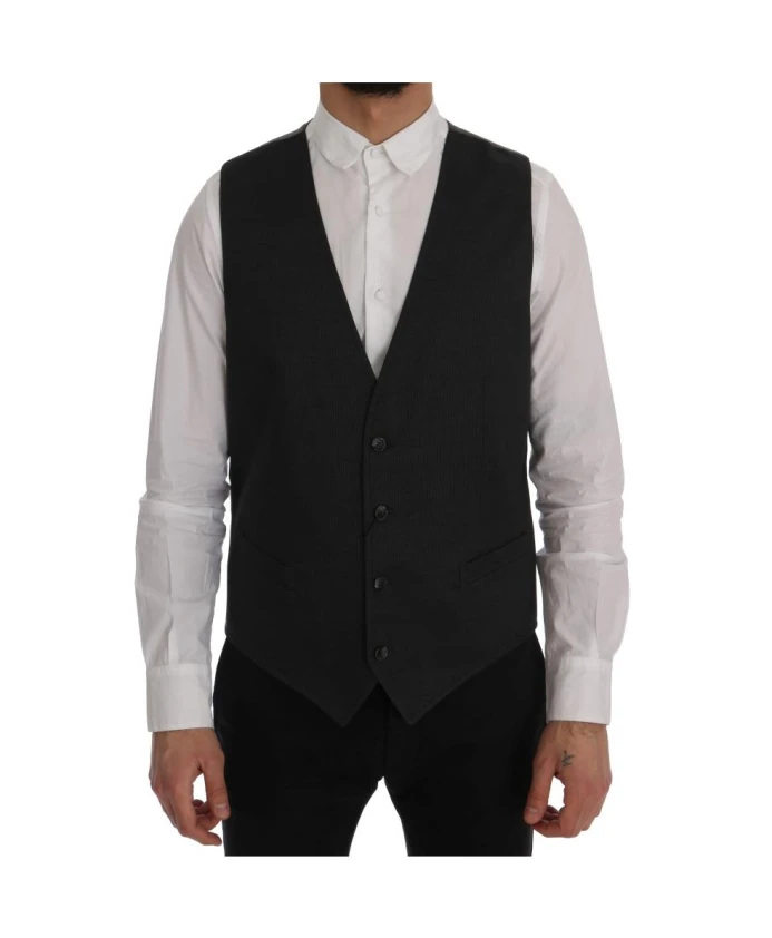 

Классический шерстяной жилет с V-образным вырезом Dolce & Gabbana, черный