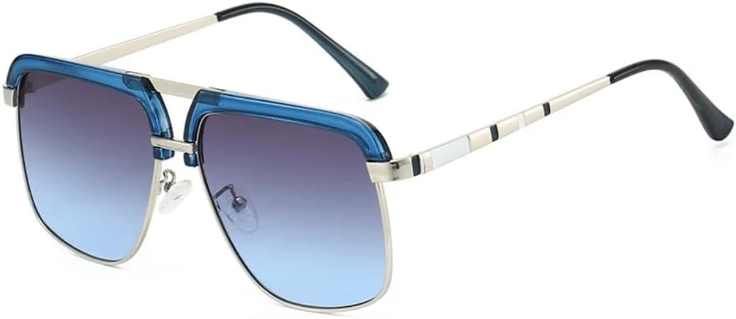 

Роскошные солнцезащитные очки в овальной оправе с градиентным переходом цвета черепаховой панцири для женщин, ретро-стиль, тонкая оправа с двойной перемычкой, универсальные для мужчин VVTWSSW, Grey Blue