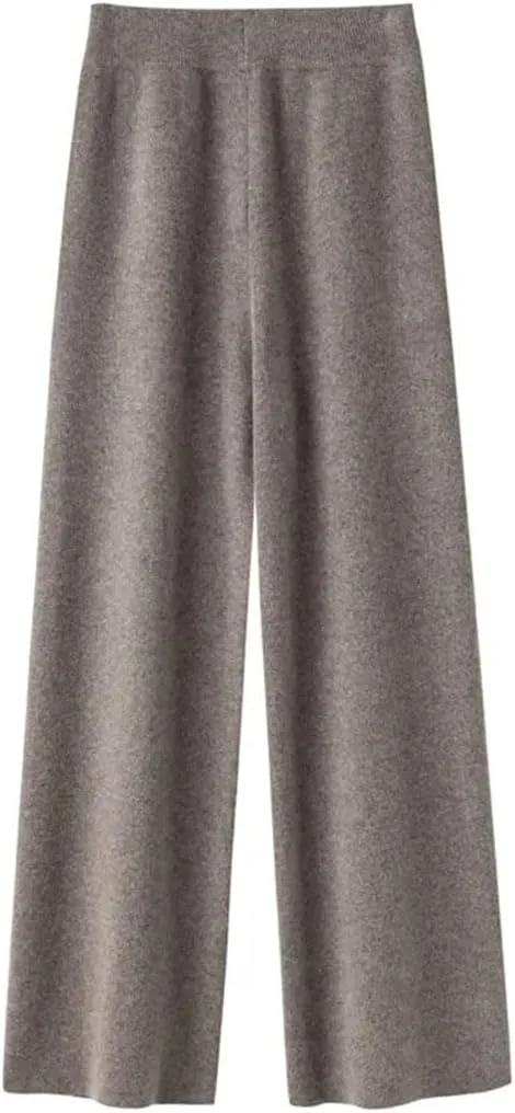 Женские кашемировые брюки Wool широкие клеш на высокой талии вязаные Generic, хаки — фото 3
