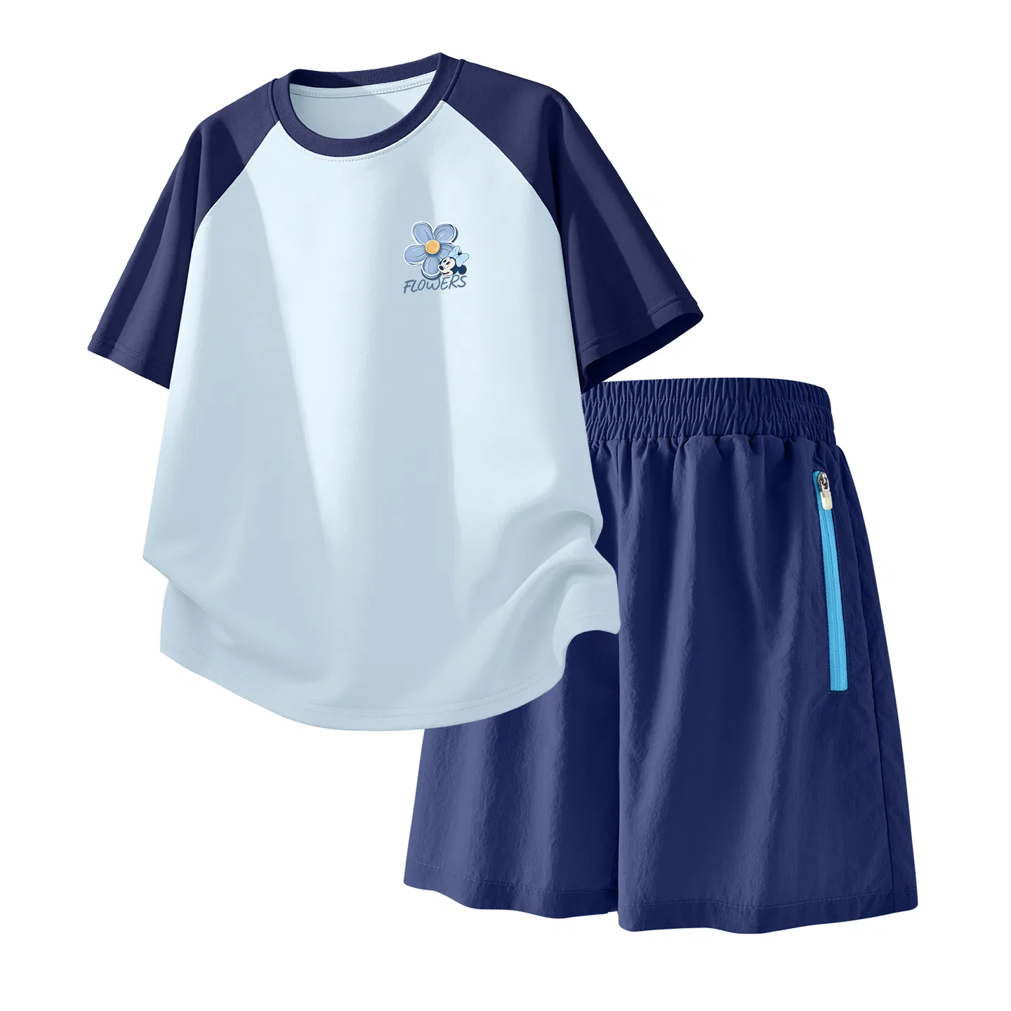 Детский спортивный костюм Casual Sportswear 2 Piece Set Disney, Di Hua Ji K Sky Blue+Solid Color Deep Sea Blue