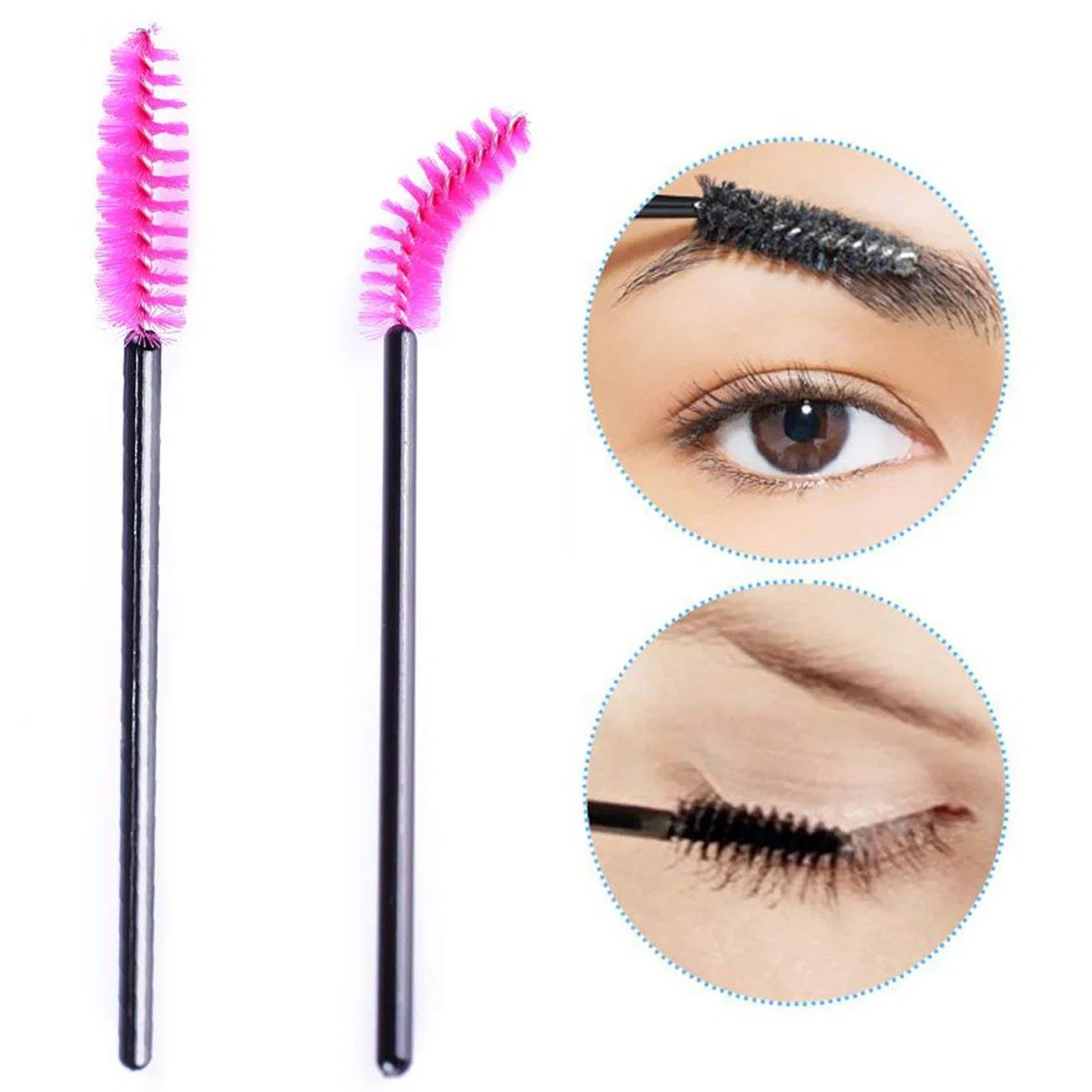 Набор из 50 одноразовых щеточек для ресниц Generic, Black-Pink — фото 3