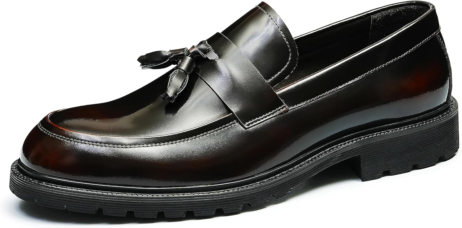 

Мужские слипоны Santimon с кисточками, повседневные и классические лоферы из натуральной кожи с толстой подошвой, формальные деловые туфли, модные туфли на выпускной и свадьбу для мужчин, красный