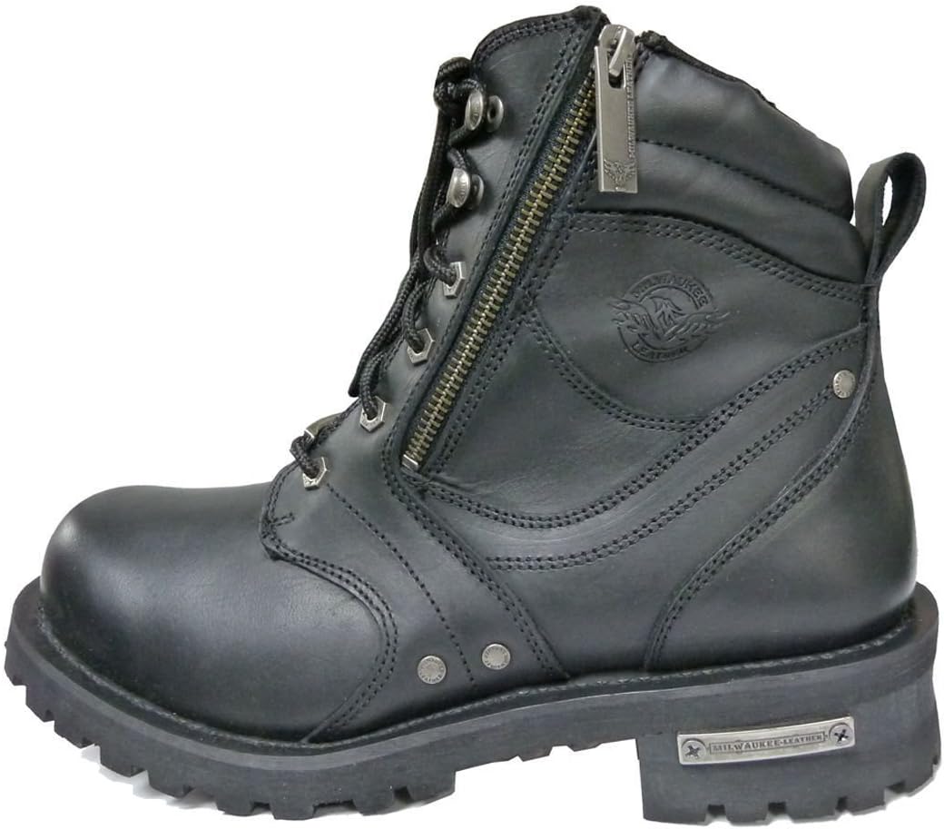 

Мужские мотоциклетные ботинки Milwaukee Leather с шнуровкой и молнией, черный