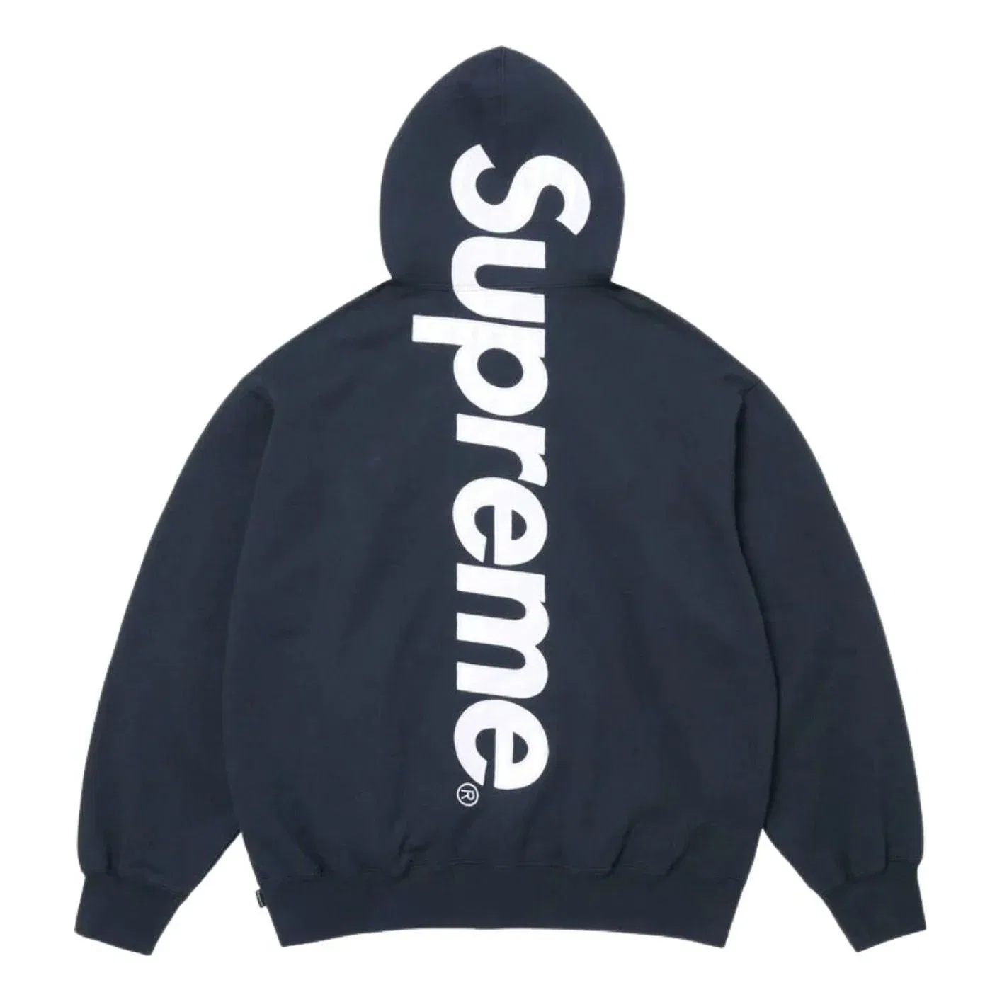Толстовка Supreme SS26 с атласной аппликацией и капюшоном, темно-синий