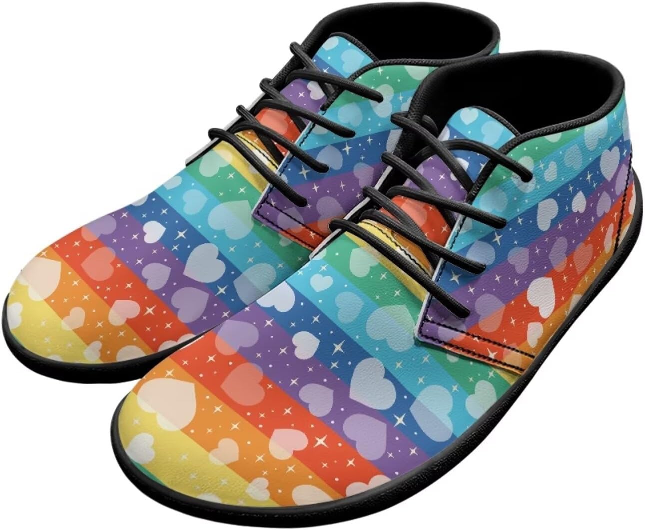 

Мужские кожаные кроссовки Forchrinse с принтом американского флага, модные полуботинки средней посадки для ходьбы, туфли для мужчин и мальчиков, ботинки Чакка, водонепроницаемые, Rainbow Love Heart