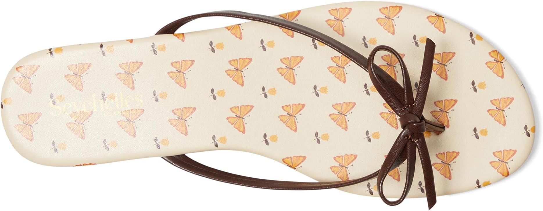 Сандалии Seychelles Wish List Print V Leather Sandal, цвет Brown Butterfly — фото 2