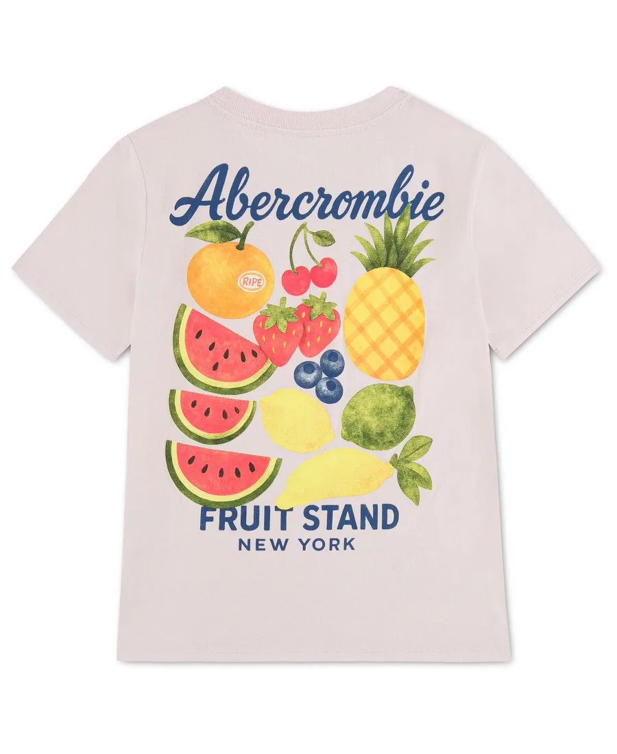 Детская футболка оверсайз с круглым вырезом Abercrombie Kids, розовый — фото 2