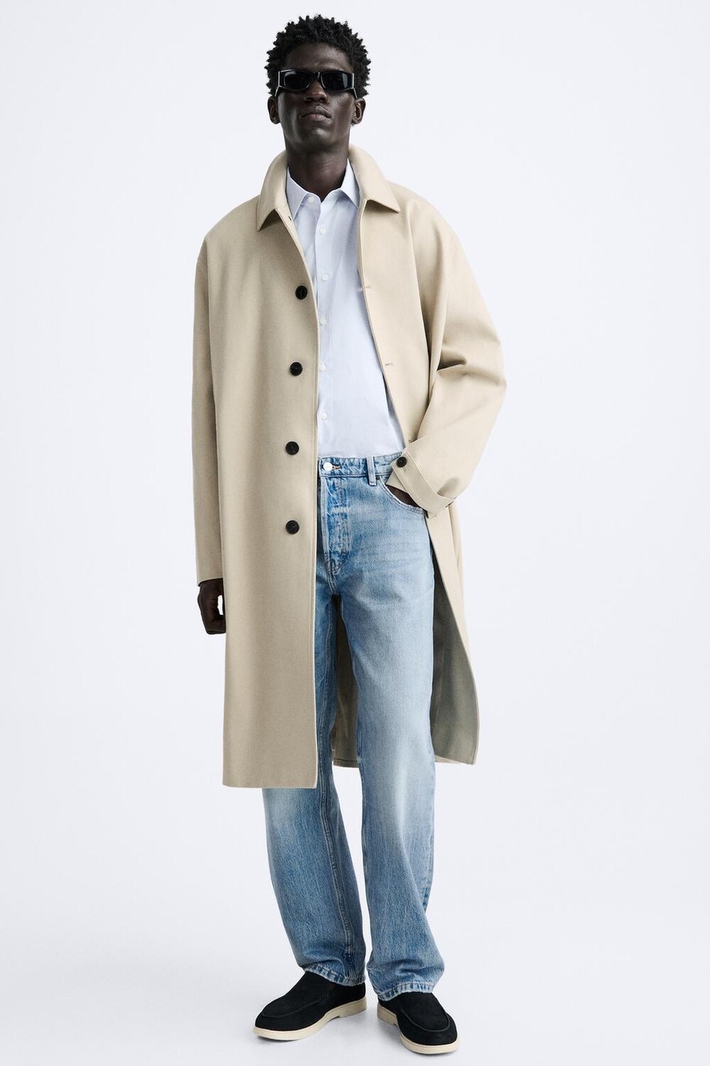 

Спортивные лоферы из замши с разделком ZARA, синий