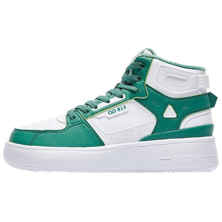 

QIAODAN Абразивоустойчивые высокие скейтерские кроссовки мужские бело-зеленые, цвет White Green