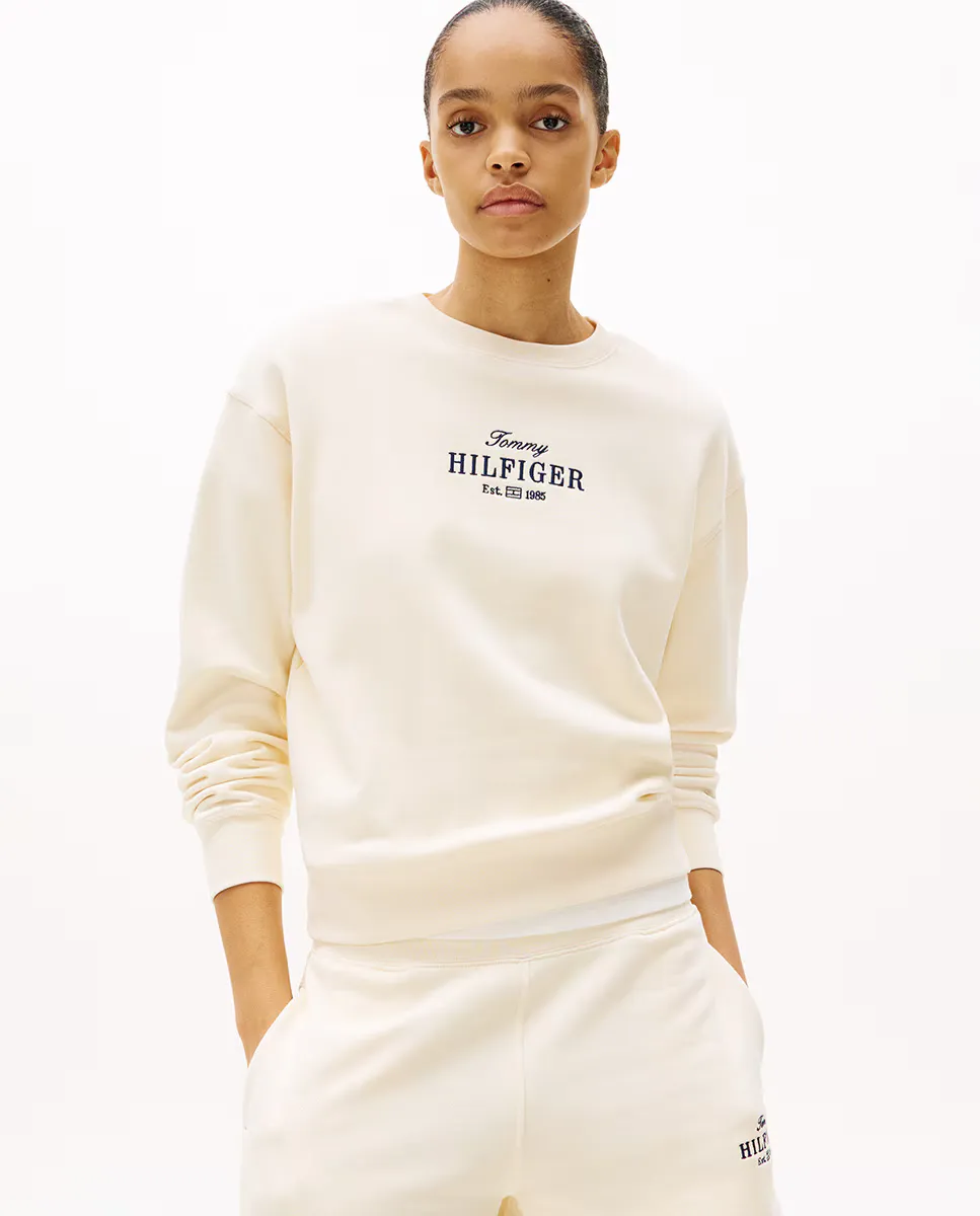 

Женская толстовка с круглым вырезом и логотипом Tommy Hilfiger, белый