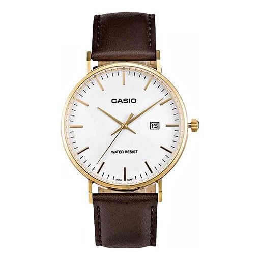 

Часы CASIO Waterproof Quartz White DialBrown Strap Mens WhiteBrown Analog, белый