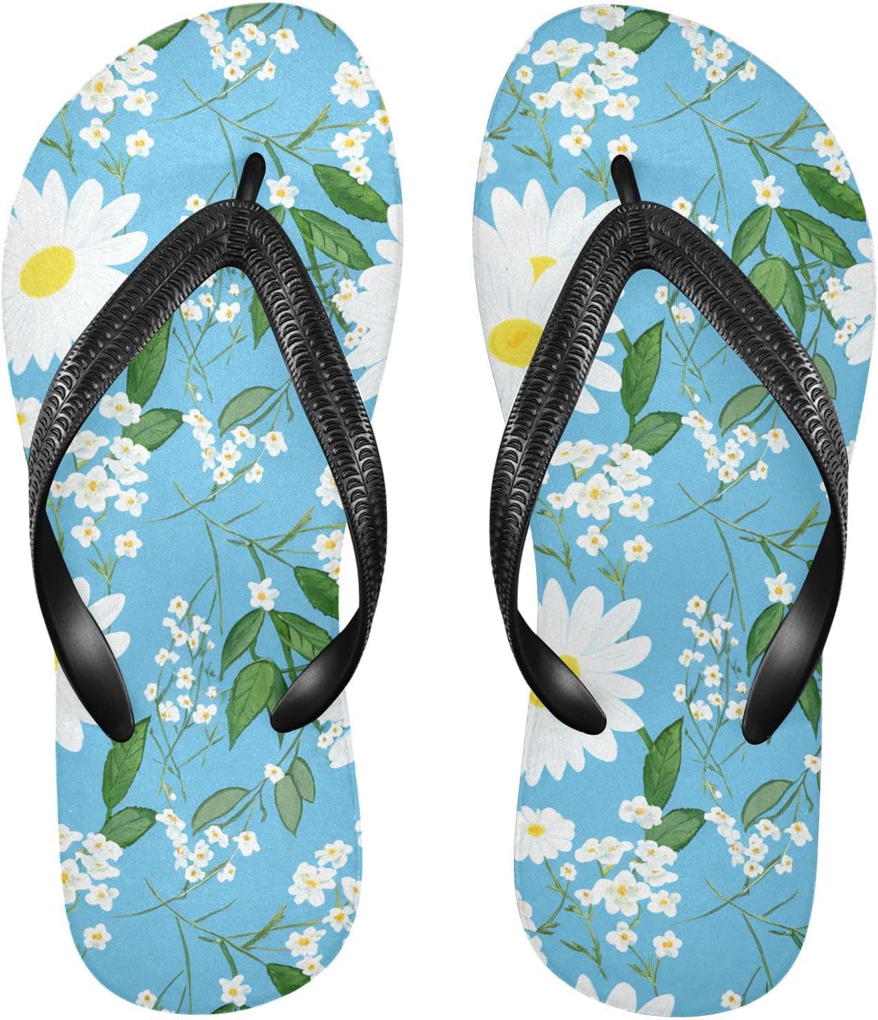

Мужские летние шлепанцы для пляжа с Сандалиими-шлепанцами с цветочным узором ромашки, синие, резиновые, противоскользящие, для ходьбы Sinestour