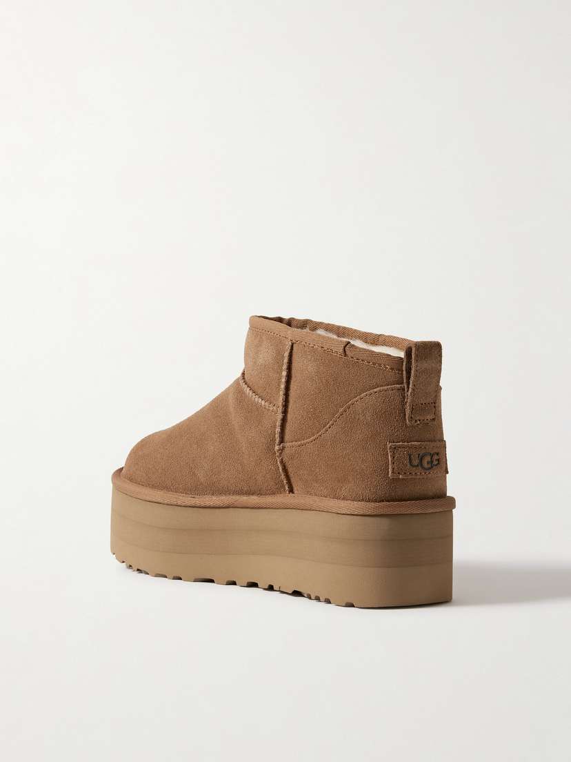 Классические ультрамини-сапоги из овчины на платформе Ugg, коричневый — фото 3
