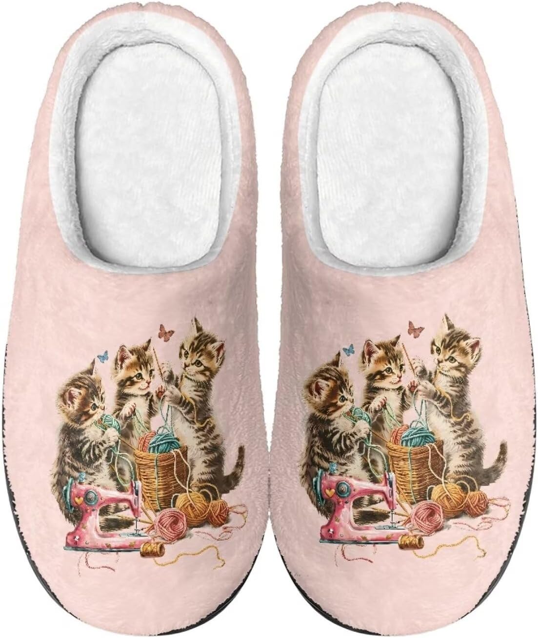 

Тапочки с животным принтом для мужчин и женщин, противоскользящие, с закрытым носком, мягкие, для дома и улицы Baxinh, Pink-cat Butterfly