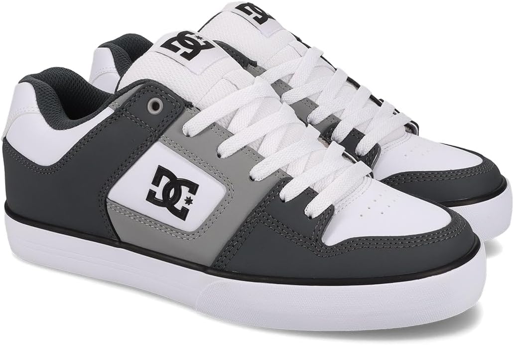 Мужские модные кроссовки DC Pure Slim с шнуровкой Dc Shoes, белый/серый/светло-серый — фото 2