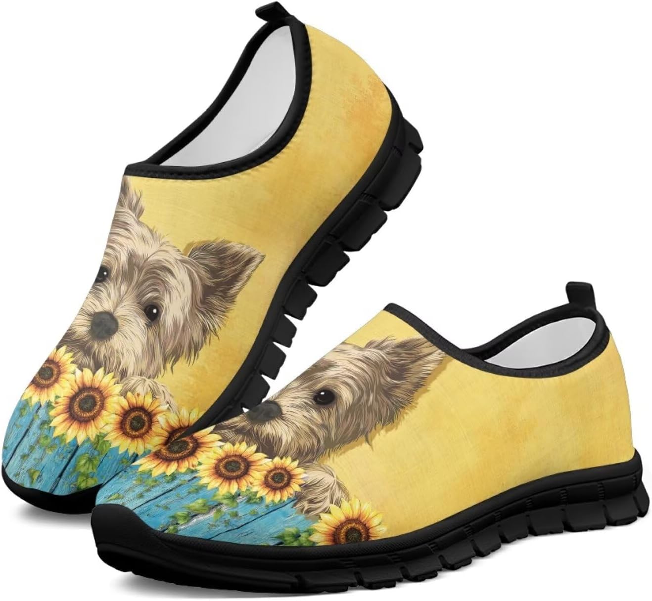 

Женские кроссовки для ходьбы с поддержкой свода стопы, слипоны, противоскользящие, удобные, дышащие, размер США 5.5-13.5 Chririnla, Sunflower Puppy