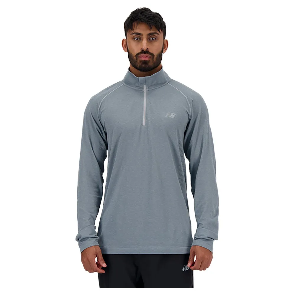 

Футболка New Balance Mt41083 half zip long sleeve, серый