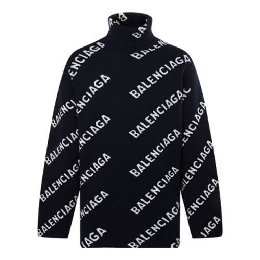 

Свитер all over logo turtleneck sweater 'black white' Balenciaga, черный