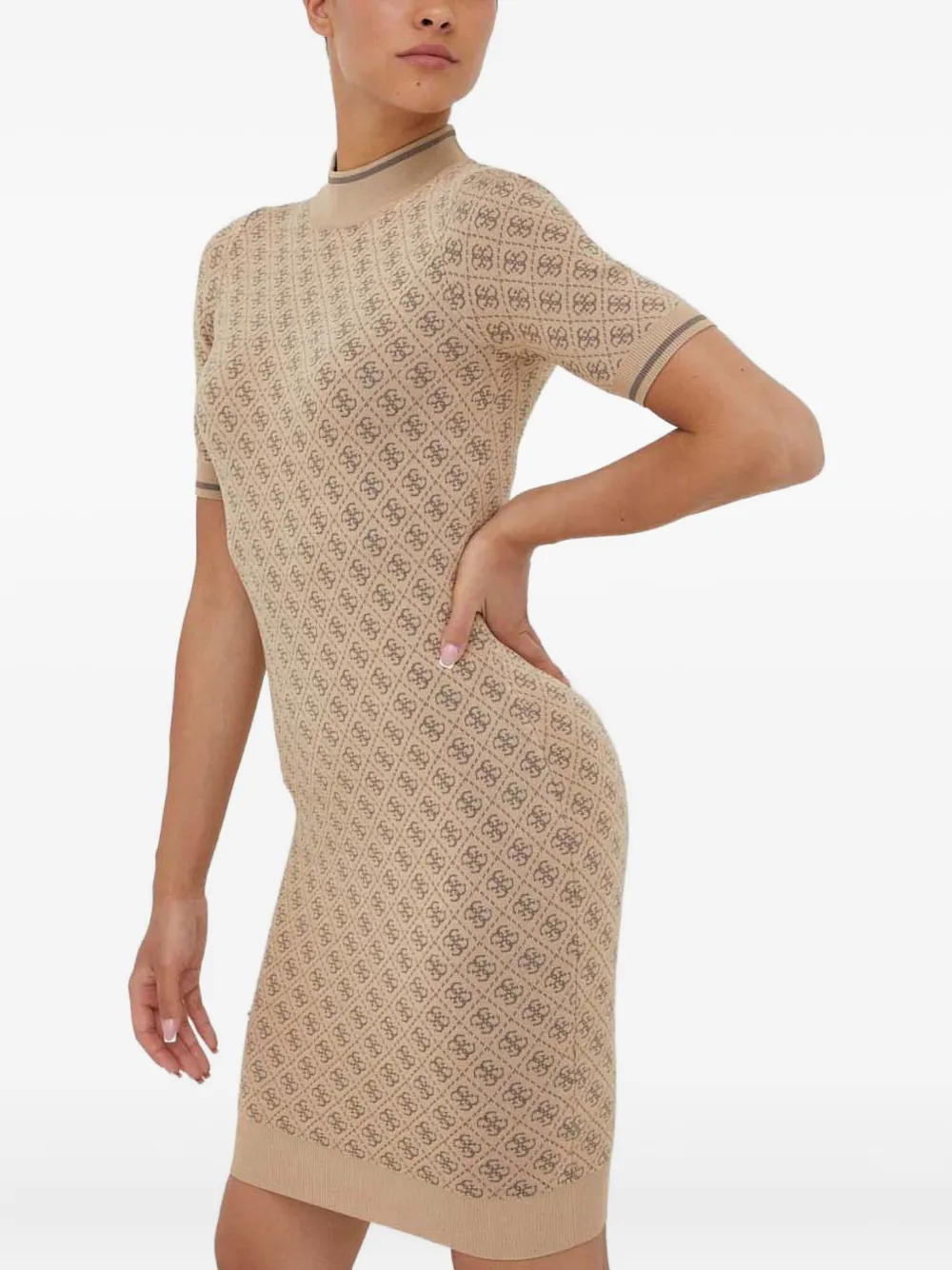 

Мини-платье с высоким воротником и узором 4G Guess Usa, нейтральный