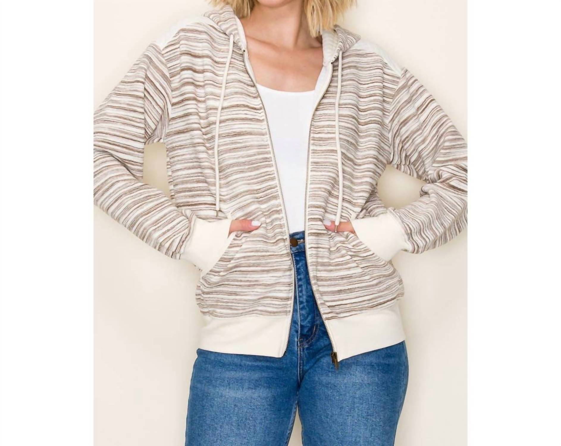 

STACCATO Куртка-худи на молнии в полоску с цветовыми блоками, бежевого цвета