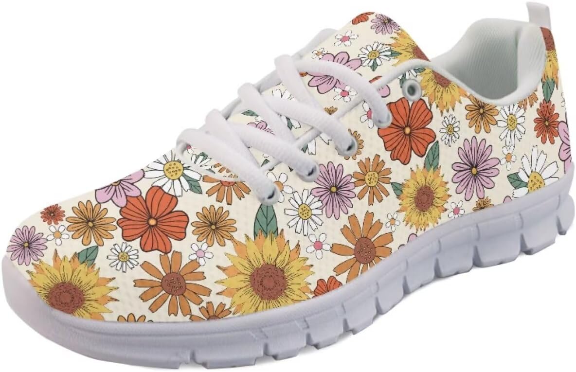 

Винтажные кроссовки с американским флагом для мужчин и женщин кроссовки 4 июля Легкие беговые, теннисные и спортивные кроссовки Getelinseng, Retro Cottagecore Floral Wildflower