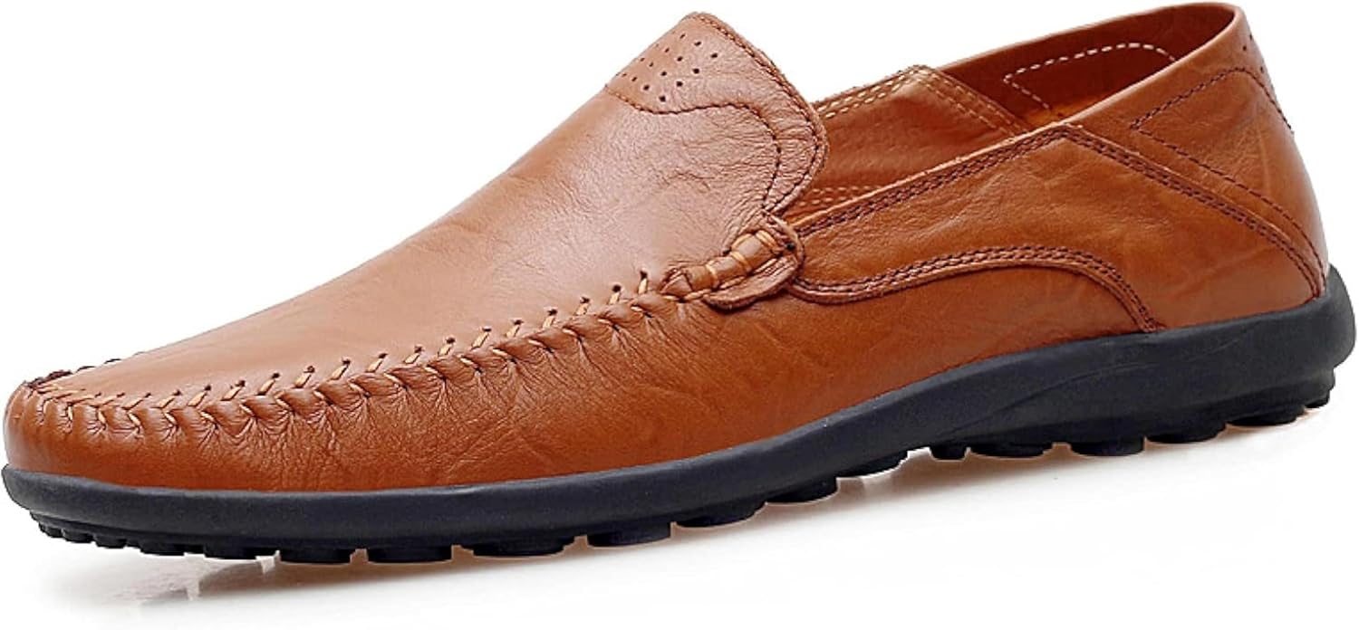 

Мужские мягкие и легкие лодочные туфли, лоферы из искусственной кожи, повседневная обувь, летние прогулочные лоферы Oxcowniu, коричневый