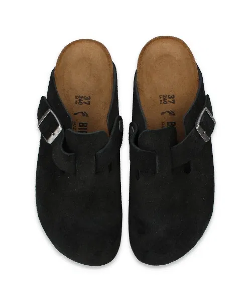 Унисекс сандалии из замши Birkenstock Boston чёрные — фото 2