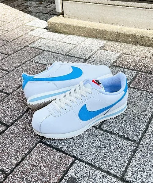 Унисекс кроссовки Nike Cortez из натуральной кожи бело-синие