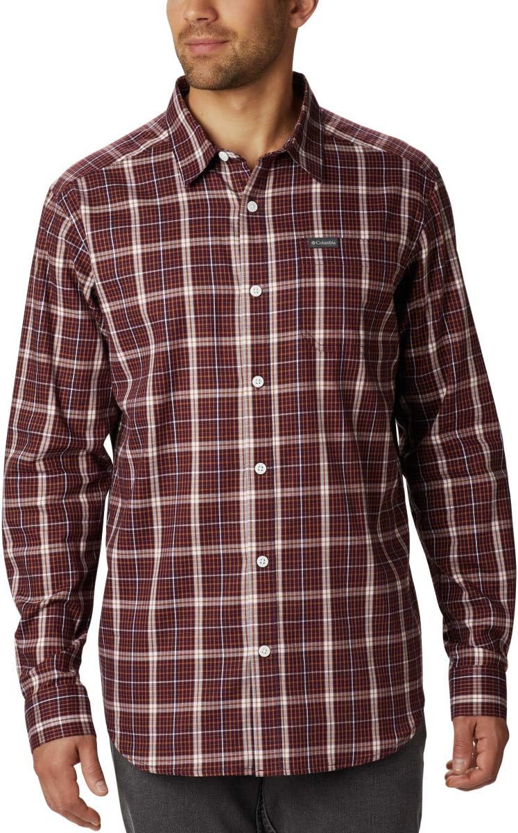 

Columbia Mens Vapor Ridge Iii Long Sleeve ShirtФутболка для походов, Black Cherry Small Grid