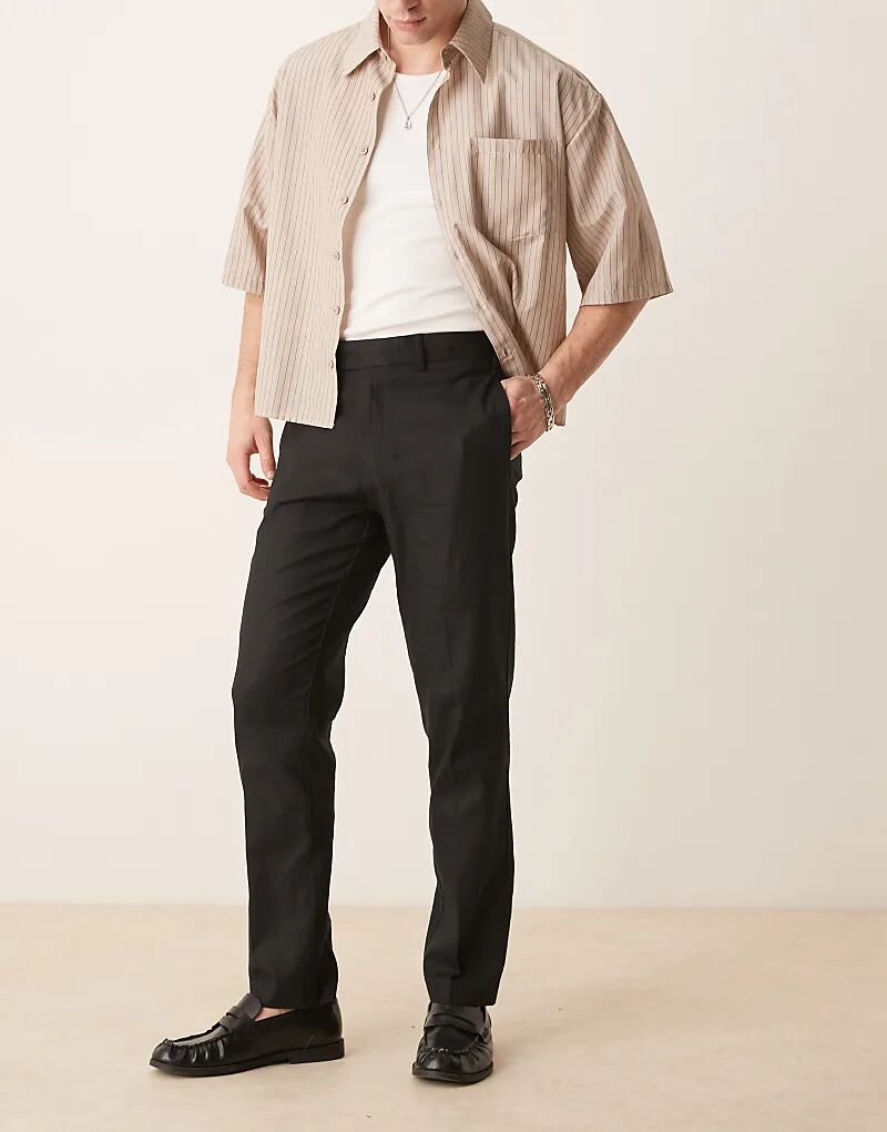 

Узкие брюки из льняной смеси ASOS DESIGN черного цвета