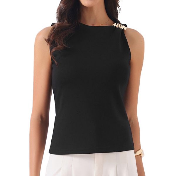 

Женский топ без рукавов с отделкой на плечах Inspire Chic