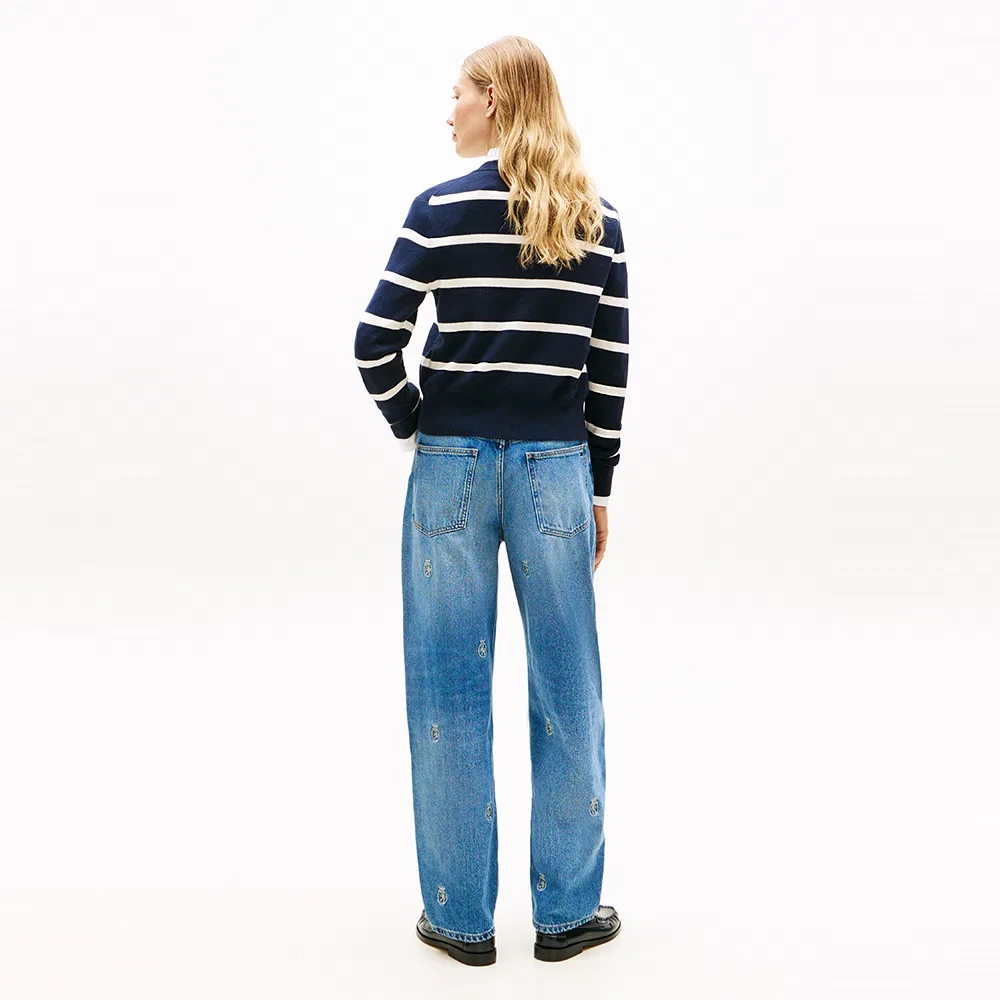 Женский полосатый кардиган с круглым вырезом тёмно-синий от Tommy Hilfiger Women — фото 3