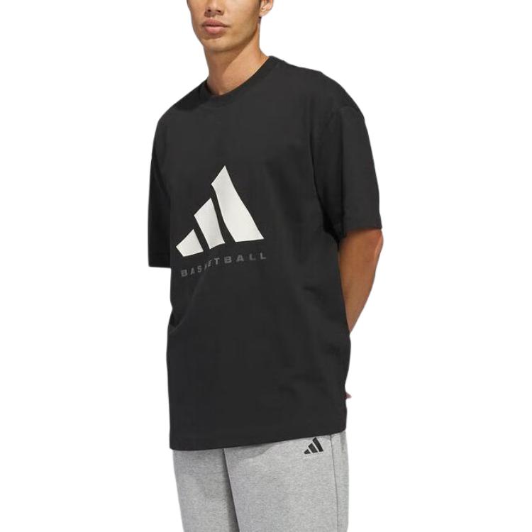 Adidas Футболки унисекс, черные, с круглым вырезом, умеренно прямой крой — фото 3