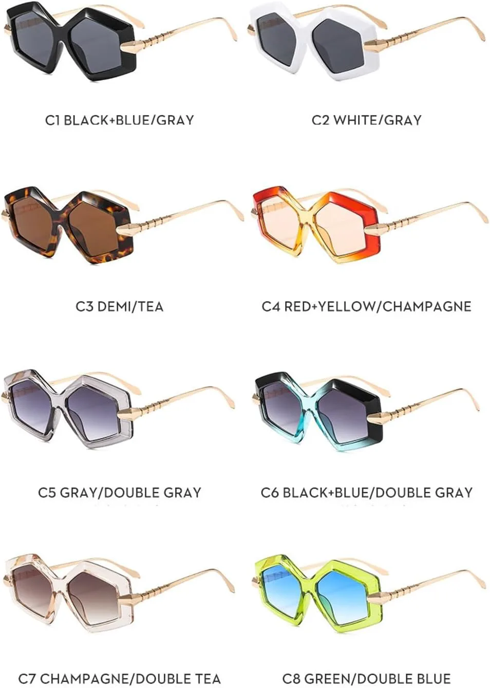 

Willochra — большие шестиугольные солнцезащитные очки для женщин и мужчин, модные, роскошные, дизайнерские, винтажные, панк, сексуальные, в крупной оправе, C4