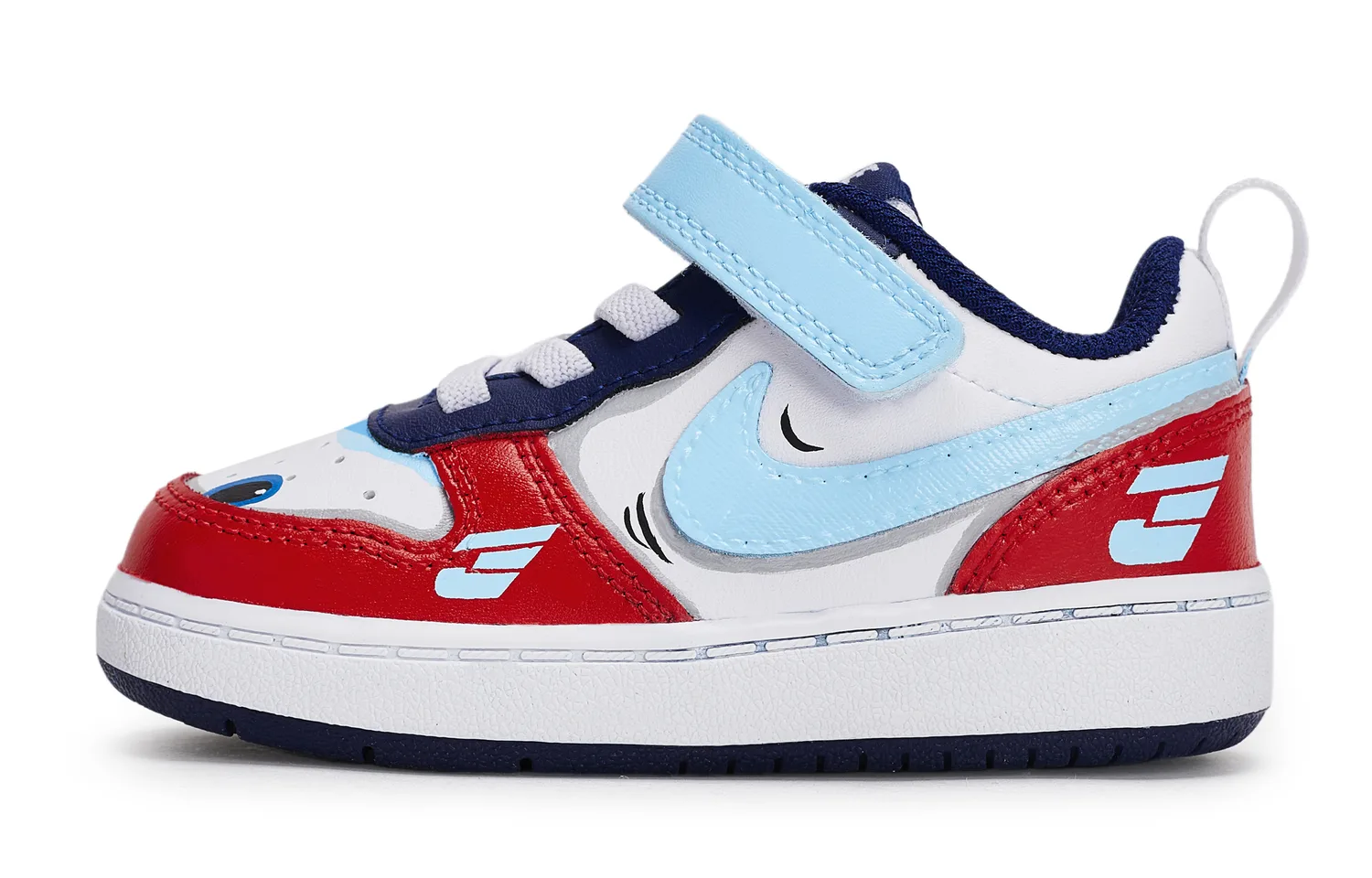 Nike Low 2 детские кроссовки бело-сине-розовые