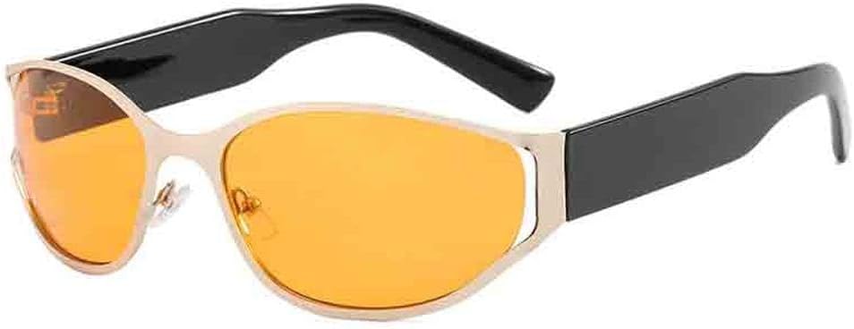 

Модные солнцезащитные очки класса люкс в овальной оправе, трендовые очки для путешествий, женские и мужские солнцезащитные очки с защитой от УФ-излучения UV400 TKKTLLT, Black Yellow