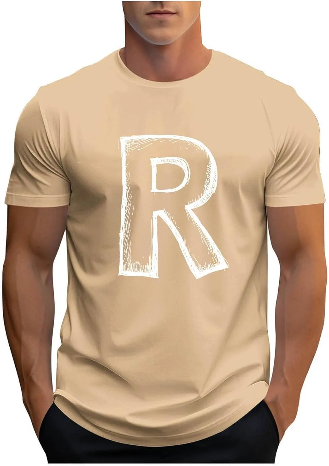 

Футболка с буквой R для мужчин, короткий рукав, летняя хлопковая