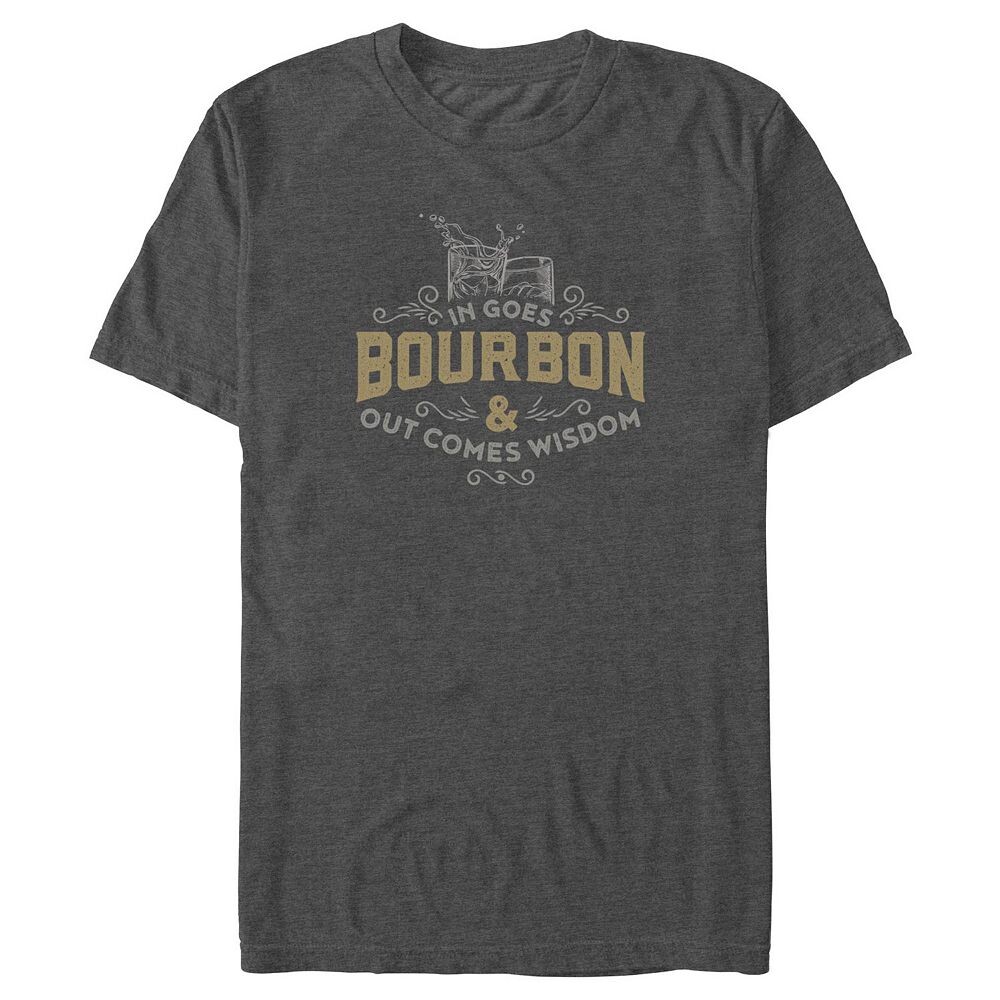 

Футболка Big & Tall In Goes Bourbon And Out Comes Wisdom с графическим рисунком, цвет Charcoal Heather