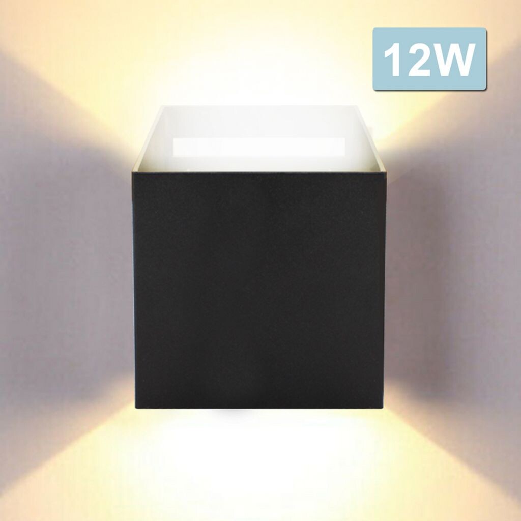 

EINFEBEN светодиодный настенный светильник, уличный настенный светильник, современные настенные светильники, водонепроницаемая лампа для лестницы, входа в прихожую, квадратный светильник, украшение 12 Вт, черный, теплый белый