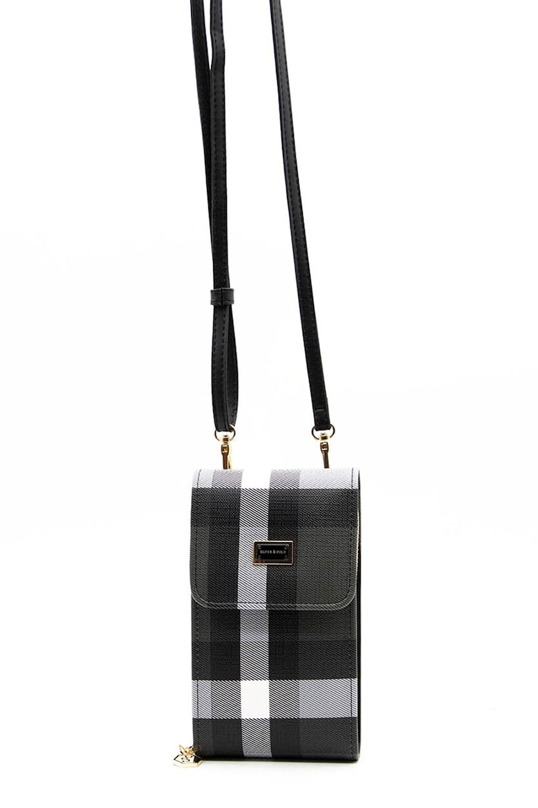

Клетчатая сумка через плечо для телефона Silver&Polo, черный