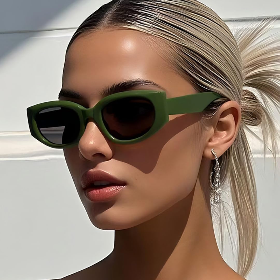 

Солнцезащитные очки для мужчин и женщин - защита UV400 - маленькие овальные линзы конфетного цвета для занятий спортом на открытом воздухе и вождения DSVIGF, Leopard Tea