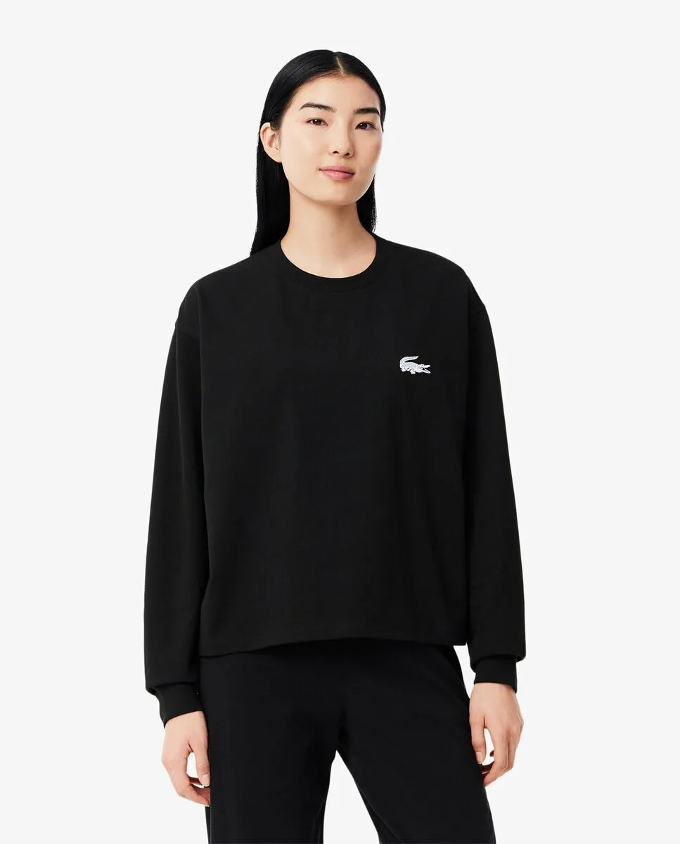 

Женская домашняя толстовка с круглым вырезом Lacoste, черный